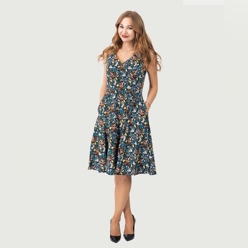 Bambi Floral Print V Neck Dress by Eva Rose - Picture 7 of 10